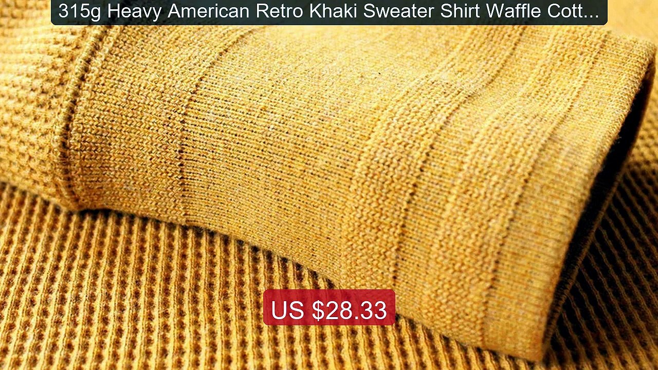 315g Heavy American Retro Khaki Sweater Shirt Waffle Cotton Henry C... -- Top Rated 2026 | Buy Now!