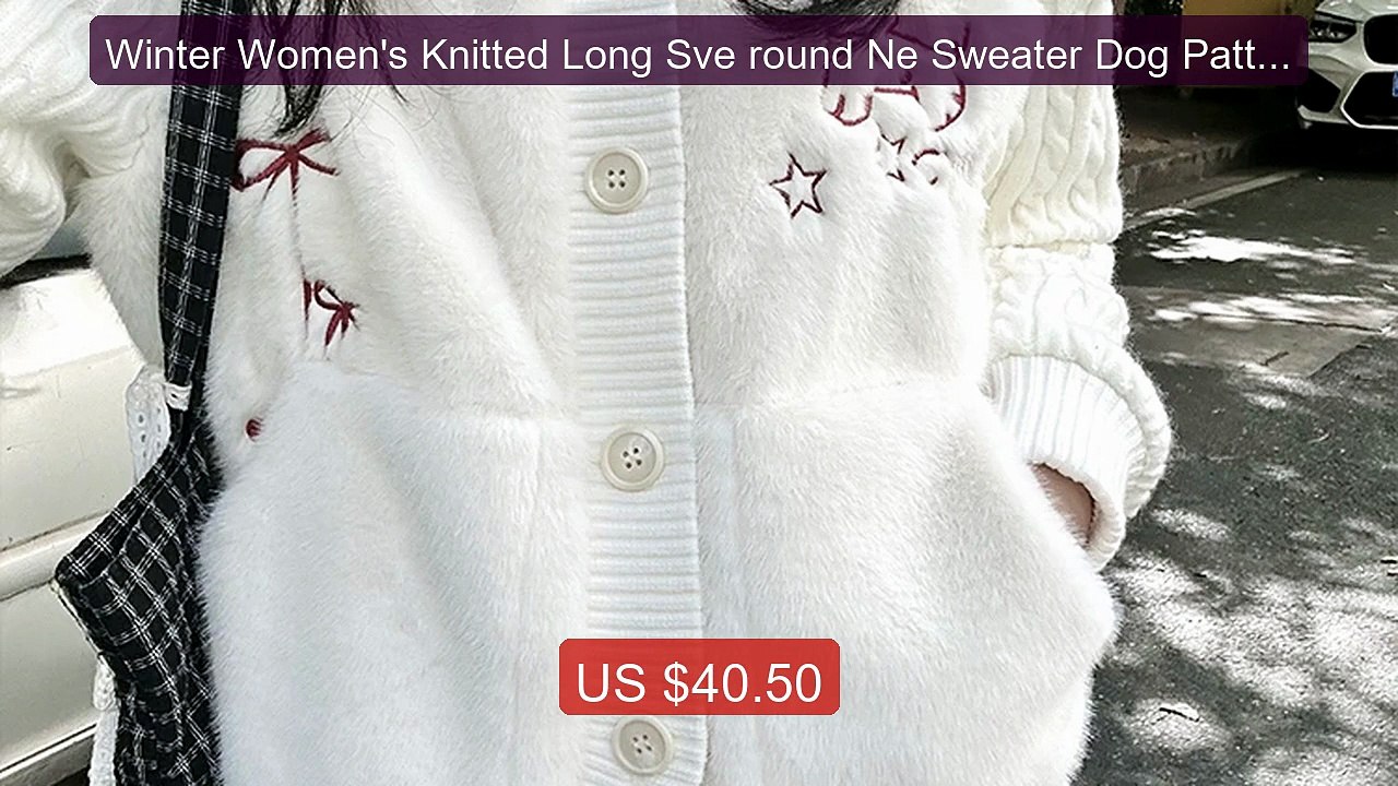 Winter Women's Knitted Long Sve round Ne Sweater Dog Patter... -- Top Pick 2026 | Unbeatable Price!