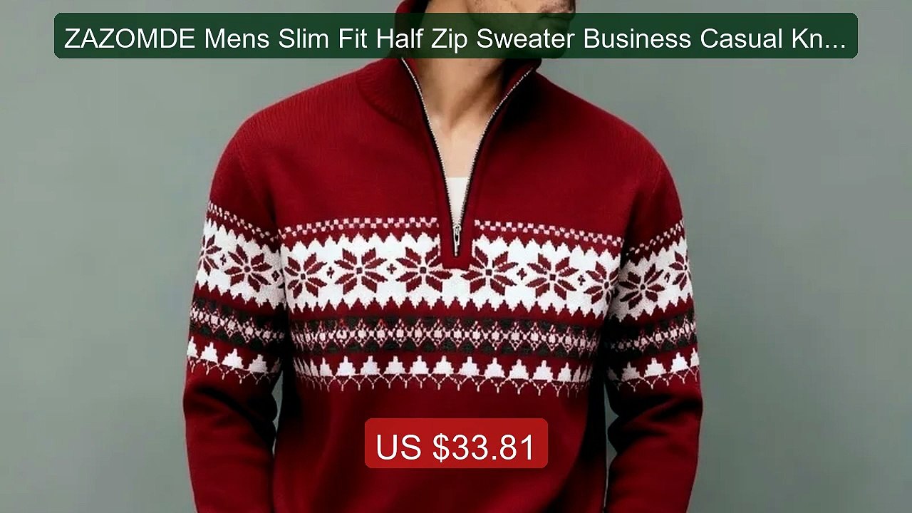 ZAZOMDE Mens Slim Fit Half Zip Sweater Business Casual Knit P... -- Amazing Value 2026 | Must Have!