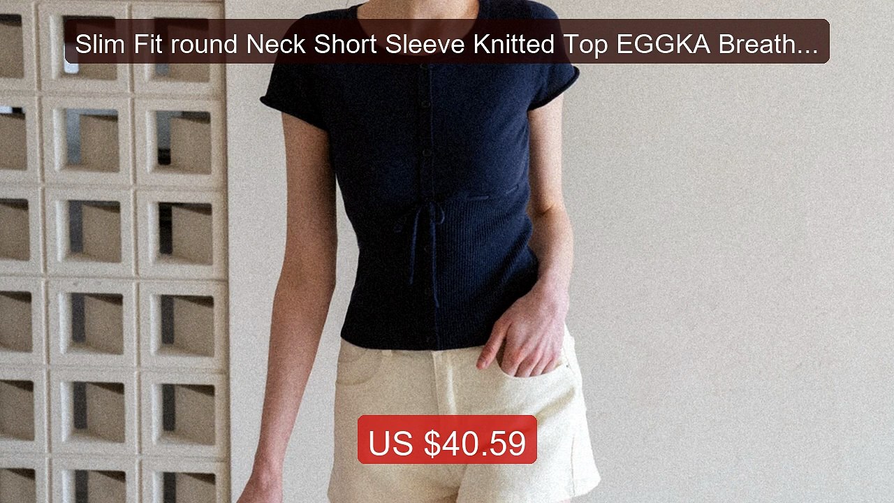 Slim Fit round Neck Short Sleeve Knitted Top EGGKA Breathable Ligh... -- Best Deal 2026 | Shop Now!