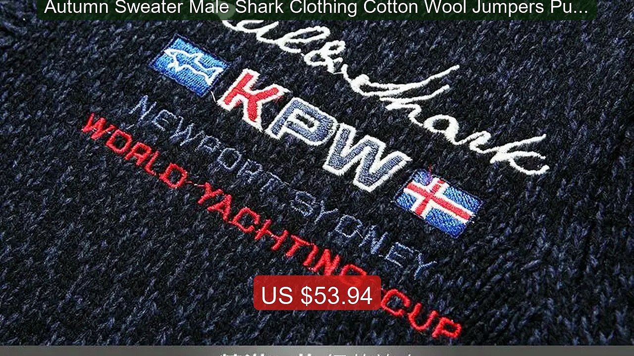 Autumn Sweater Male Shark Clothing Cotton Wool Jumpers Pullove... -- Best Buy 2026 | Great Quality!