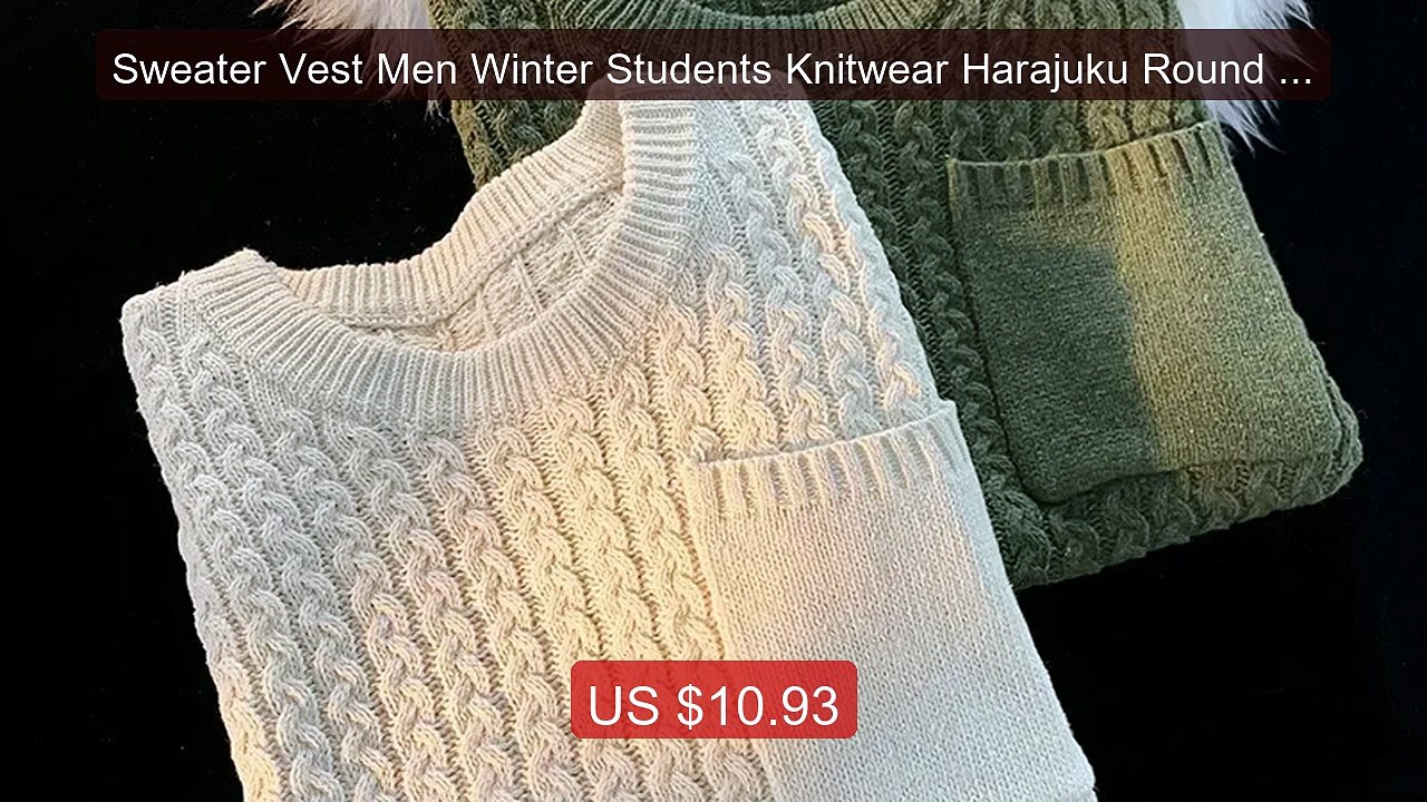 Sweater Vest Men Winter Students Knitwear Harajuku Round Neck ... -- Hot Deal 2026 | Limited Offer!