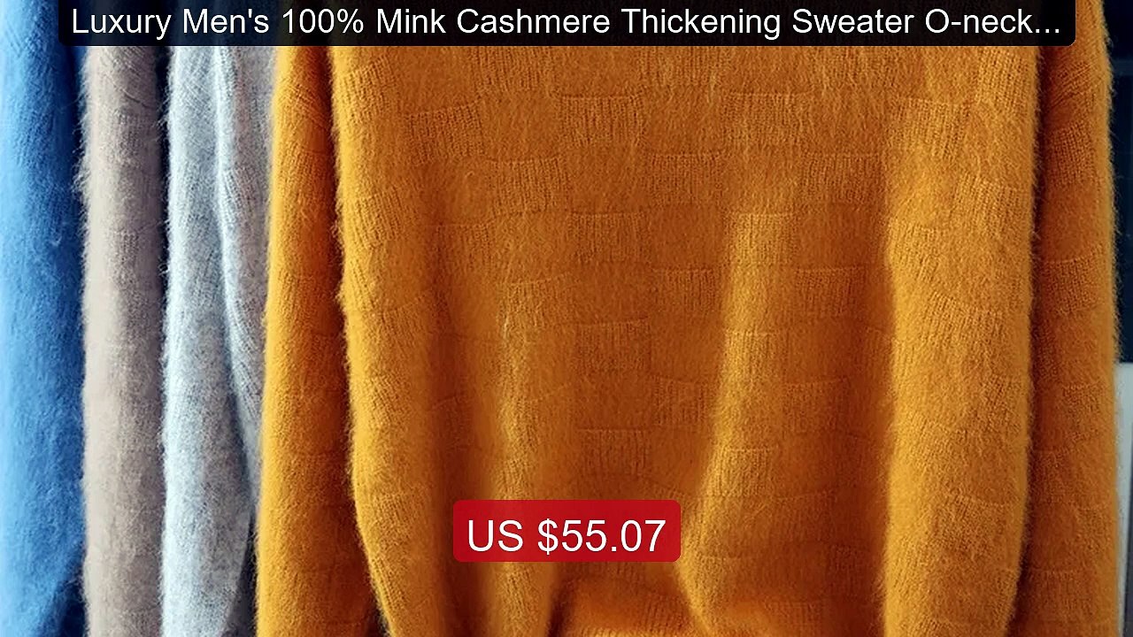 Luxury Men's 100% Mink Cashmere Thickening Sweater O-neck Grid Pul... -- Best Deal 2026 | Shop Now!