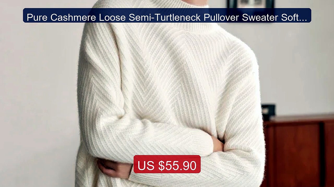 Pure Cashmere Loose Semi-Turtleneck Pullover Sweater Soft Waxy Knit... -- Top Rated 2026 | Buy Now!