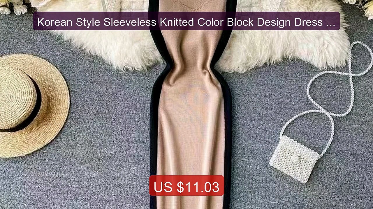 Korean Style Sleeveless Knitted Color Block Design Dress Women's S... -- Best Deal 2026 | Shop Now!