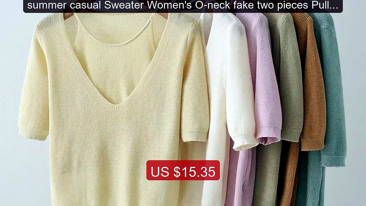 summer casual Sweater Women's O-neck fake two pieces Pullover ... -- Best Buy 2026 | Great Quality!