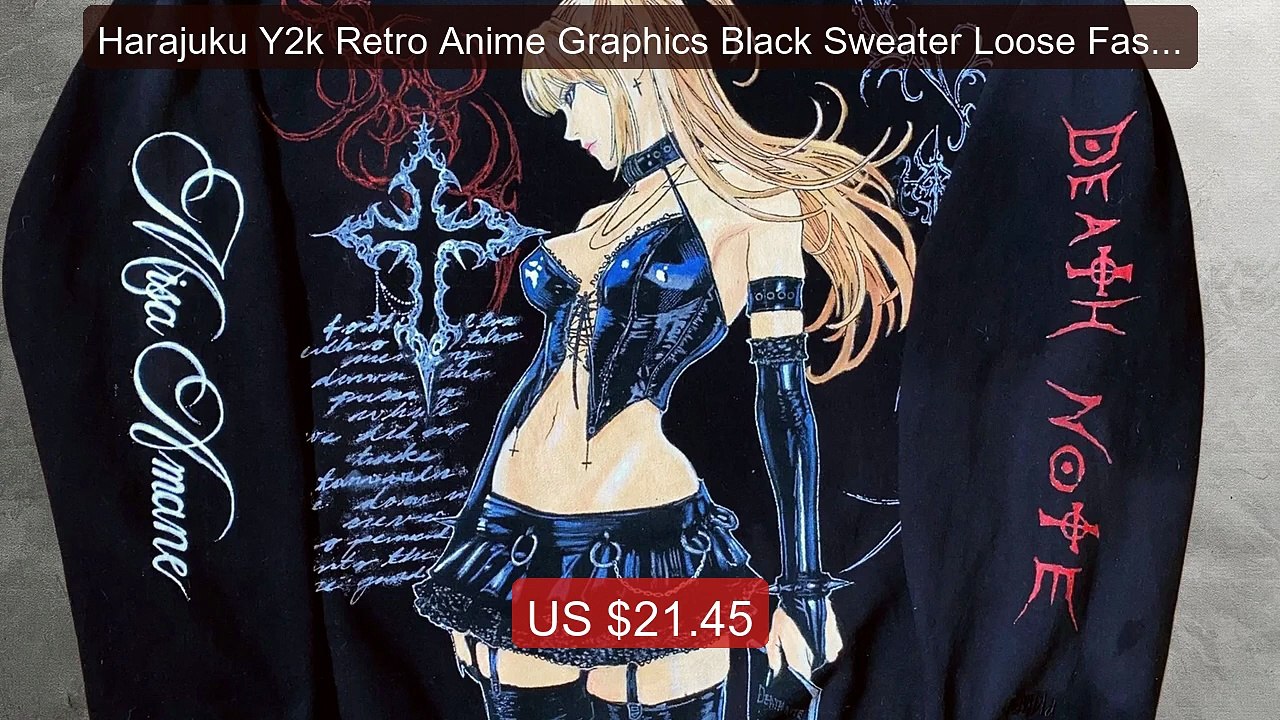 Harajuku Y2k Retro Anime Graphics Black Sweater Loose Fashiona... -- Hot Deal 2026 | Limited Offer!