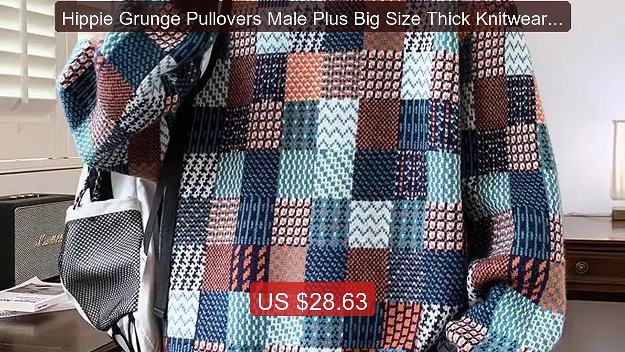 Hippie Grunge Pullovers Male Plus Big Size Thick Knitwear L... -- Top Pick 2026 | Unbeatable Price!