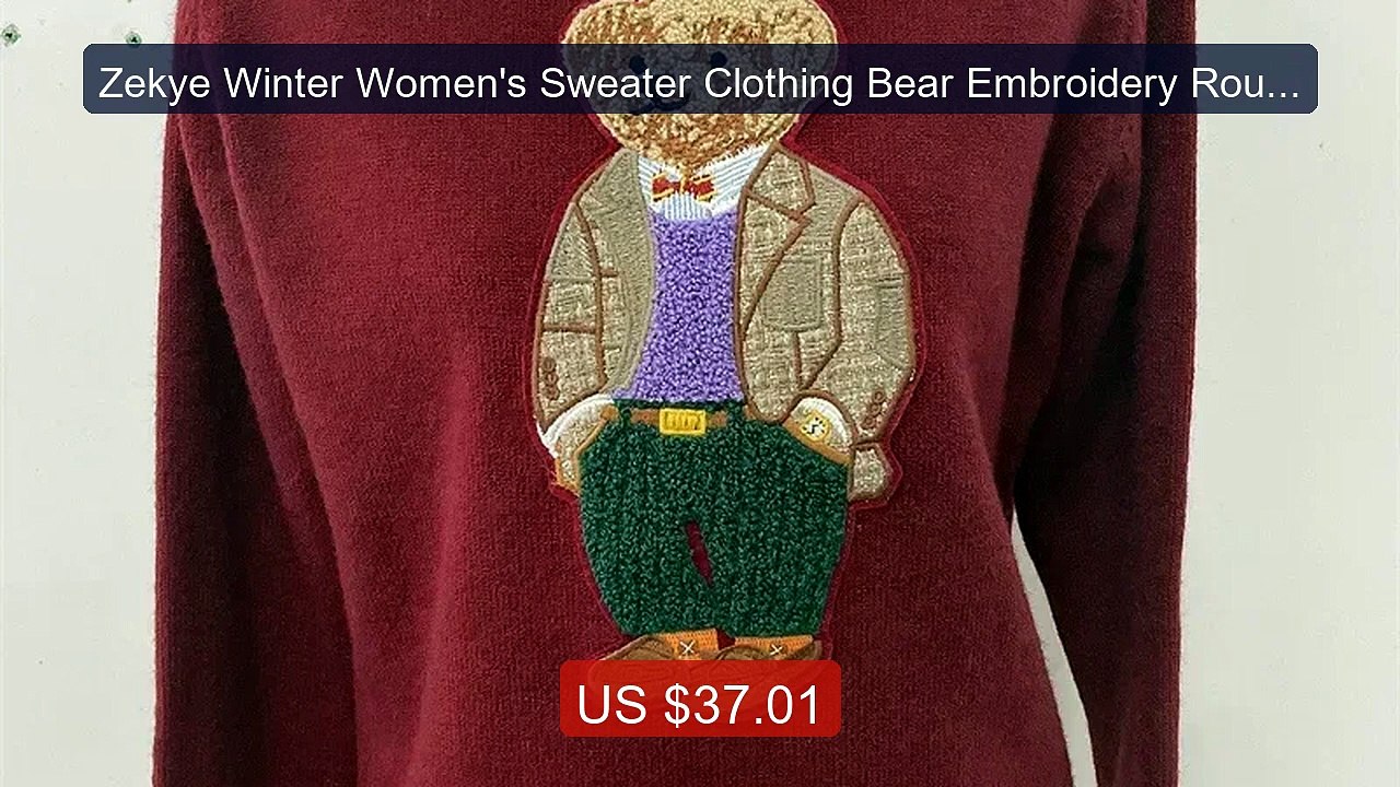 Zekye Winter Women's Sweater Clothing Bear Embroidery Round Neck S... -- Best Deal 2026 | Shop Now!