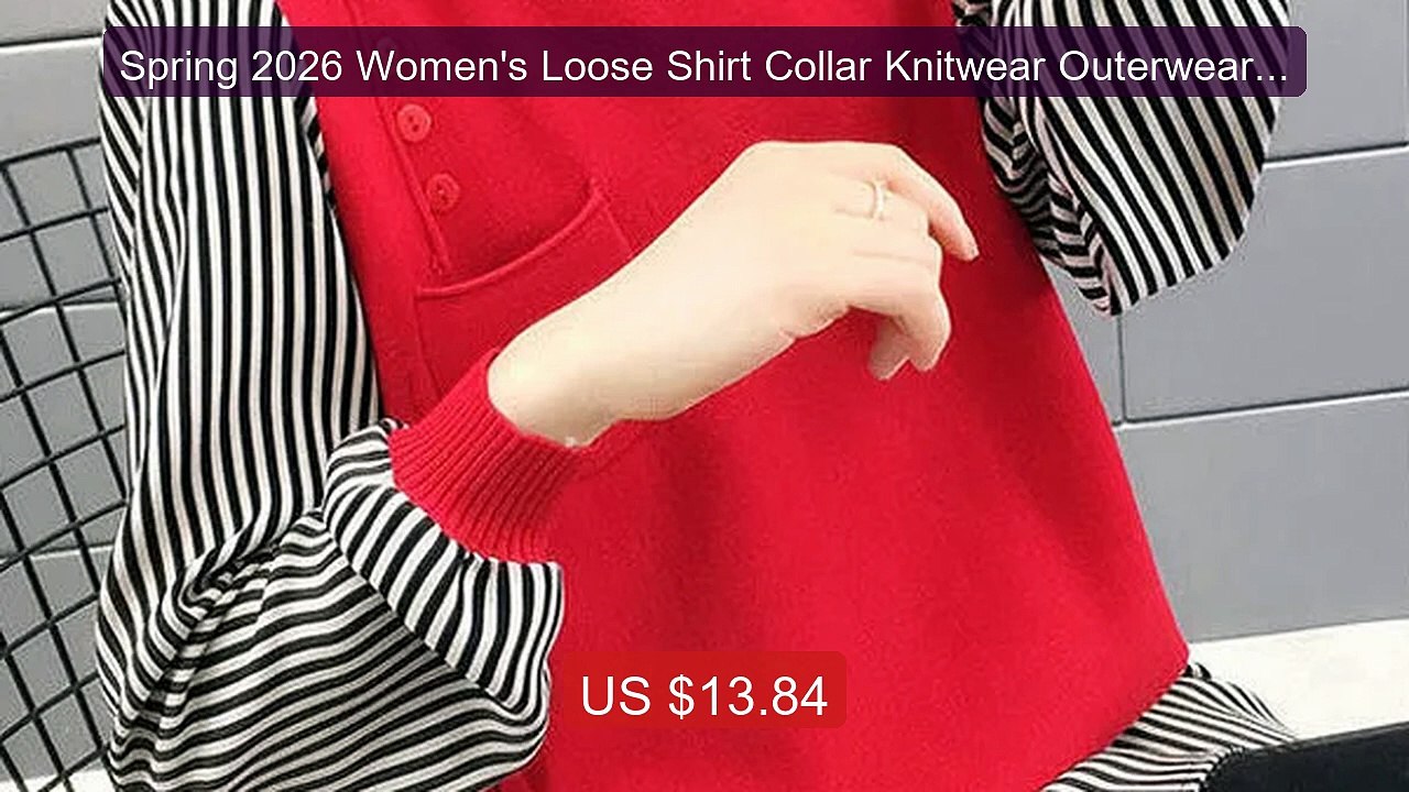 Spring 2026 Women's Loose Shirt Collar Knitwear Outerwear Fake... -- Best Buy 2026 | Great Quality!