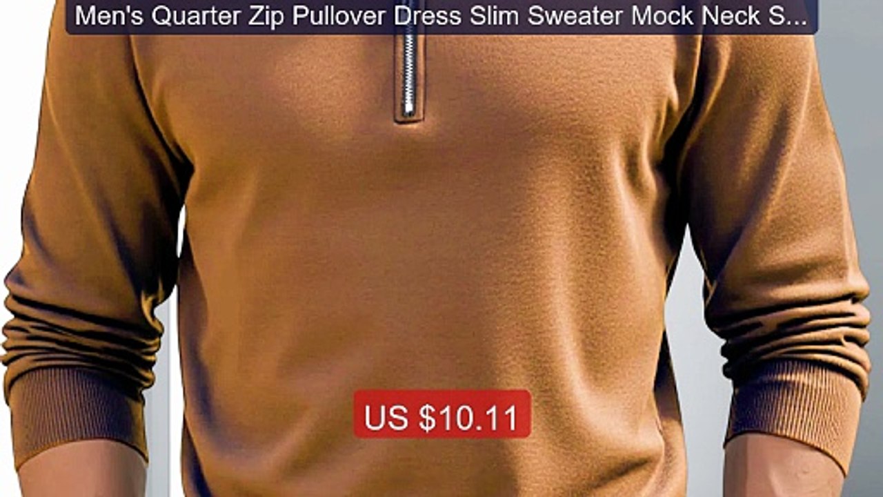 Men's Quarter Zip Pullover Dress Slim Sweater Mock Neck Sweatshirt... -- Best Deal 2026 | Shop Now!