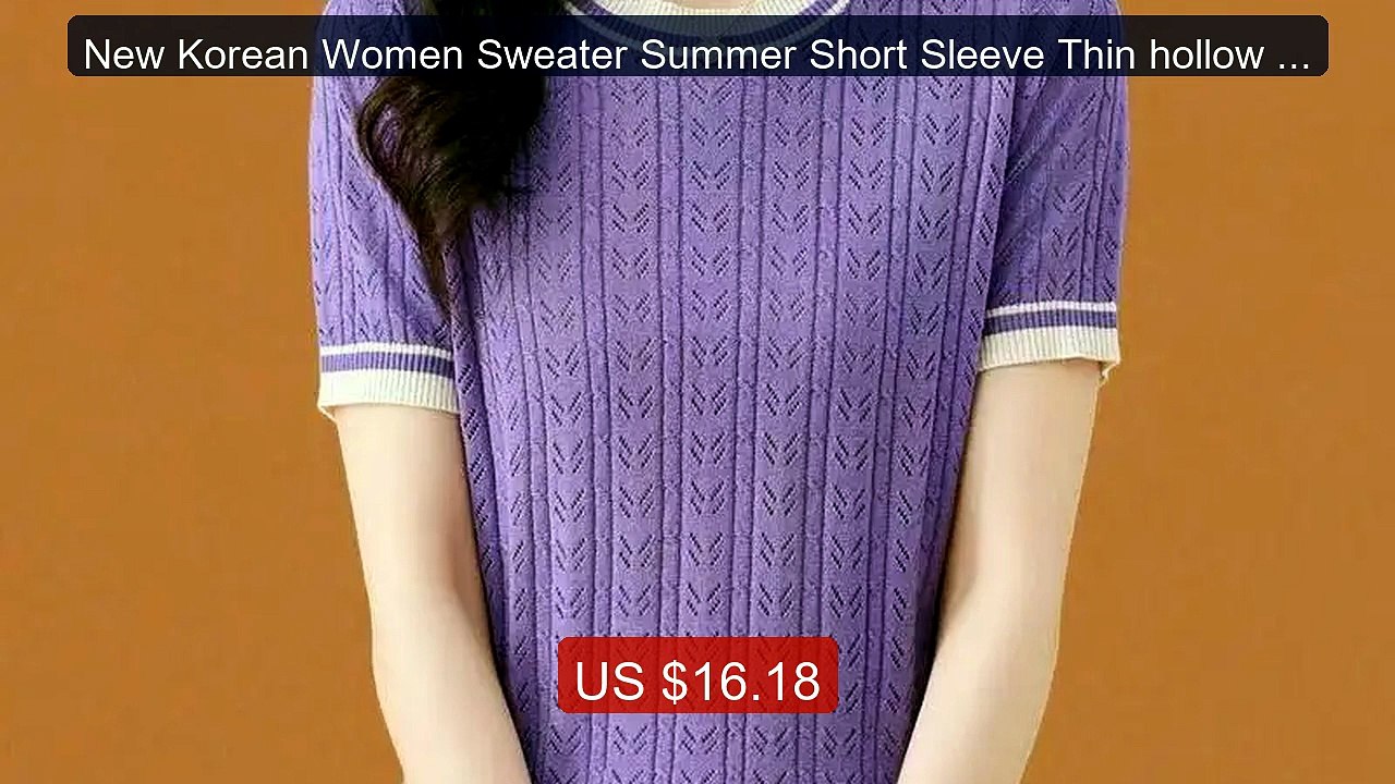 New Korean Women Sweater Summer Short Sleeve Thin hollow O-nec... -- Best Buy 2026 | Great Quality!