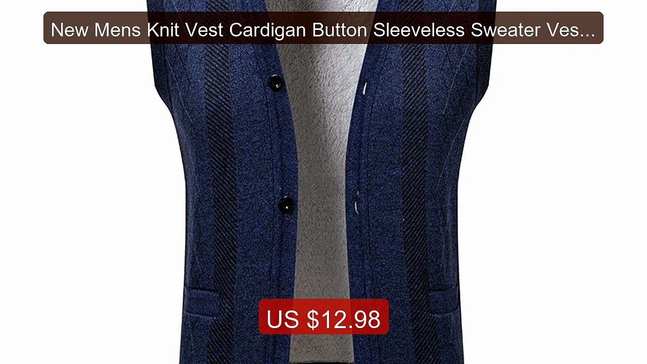 New Mens Knit Vest Cardigan Button Sleeveless Sweater Vests V Neck... -- Best Deal 2026 | Shop Now!