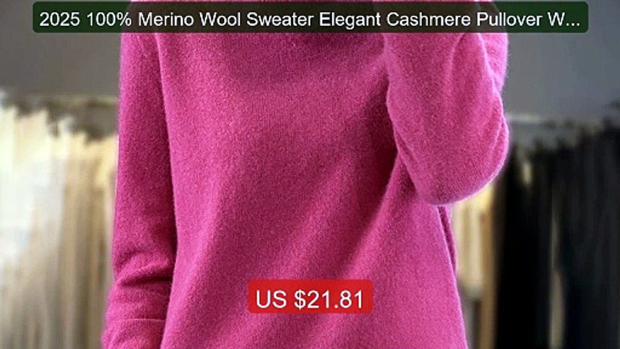 2025 100% Merino Wool Sweater Elegant Cashmere Pullover Wom... -- Top Pick 2026 | Unbeatable Price!