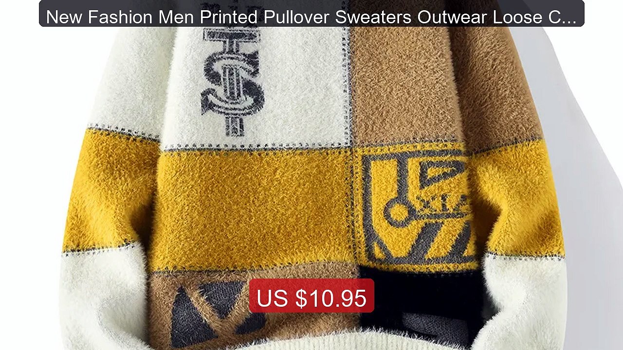 New Fashion Men Printed Pullover Sweaters Outwear Loose Cas... -- Top Pick 2026 | Unbeatable Price!