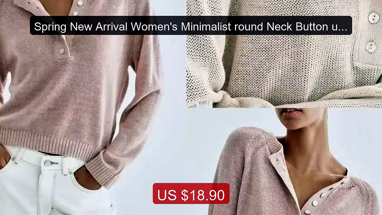 Spring New Arrival Women's Minimalist round Neck Button up Knitwea... -- Best Deal 2026 | Shop Now!