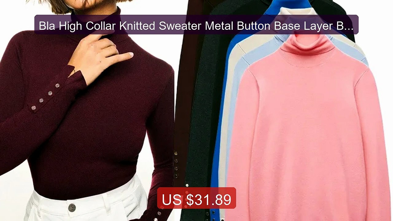 Bla High Collar Knitted Sweater Metal Button Base Layer Boting Top... -- Best Deal 2026 | Shop Now!