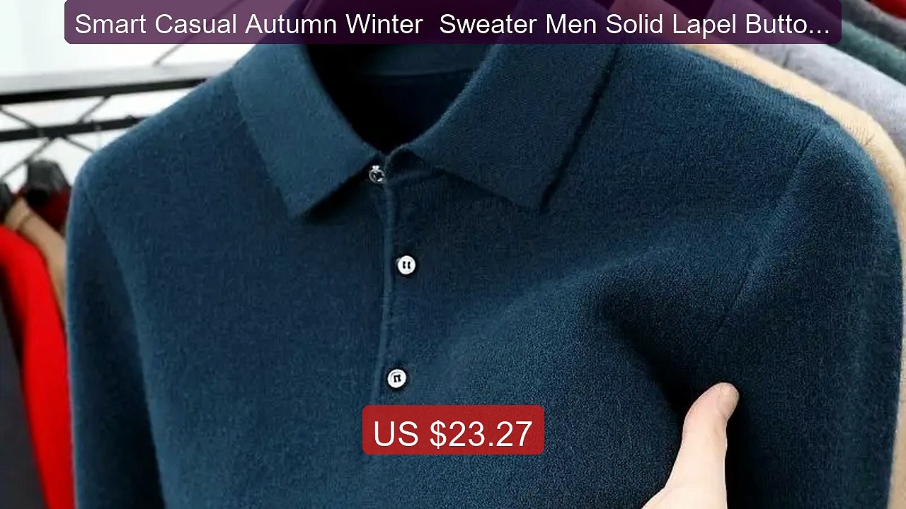 Smart Casual Autumn Winter  Sweater Men Solid Lapel Button Sim... -- Hot Deal 2026 | Limited Offer!