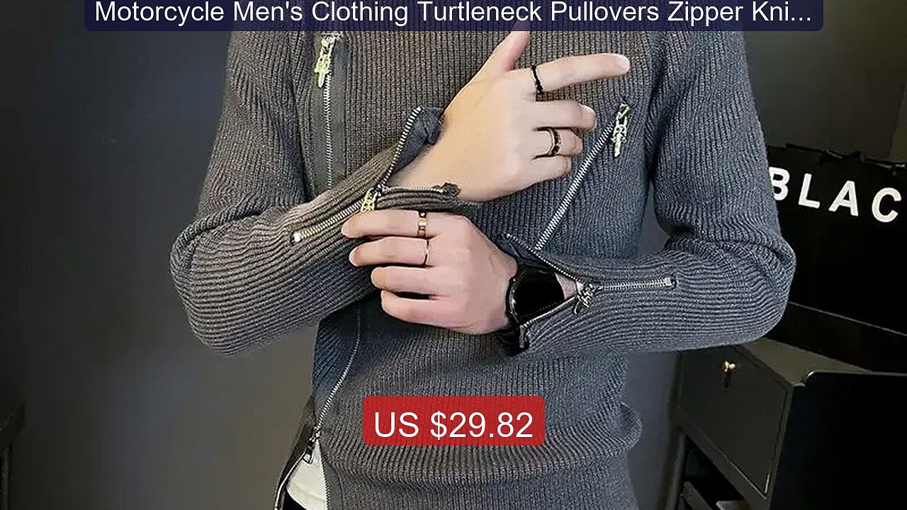 Motorcycle Men's Clothing Turtleneck Pullovers Zipper Knit Swe... -- Best Buy 2026 | Great Quality!