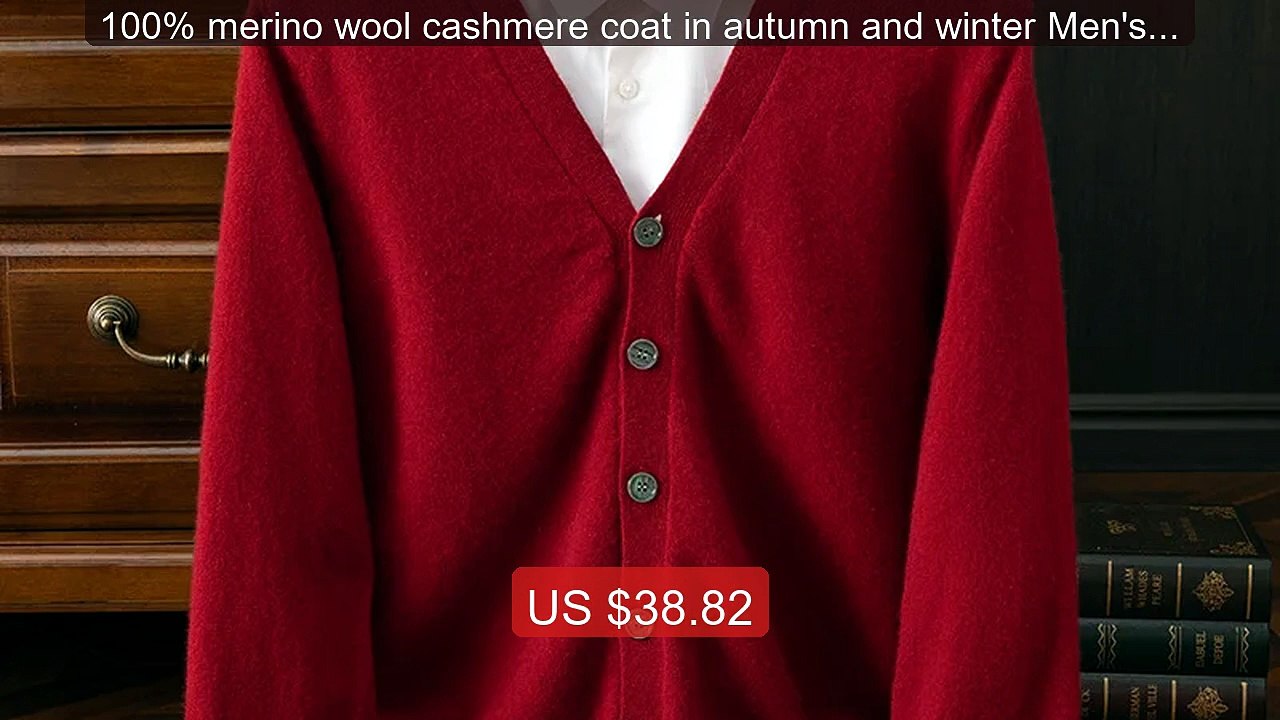 100% merino wool cashmere coat in autumn and winter Men's V-ne... -- Best Buy 2026 | Great Quality!