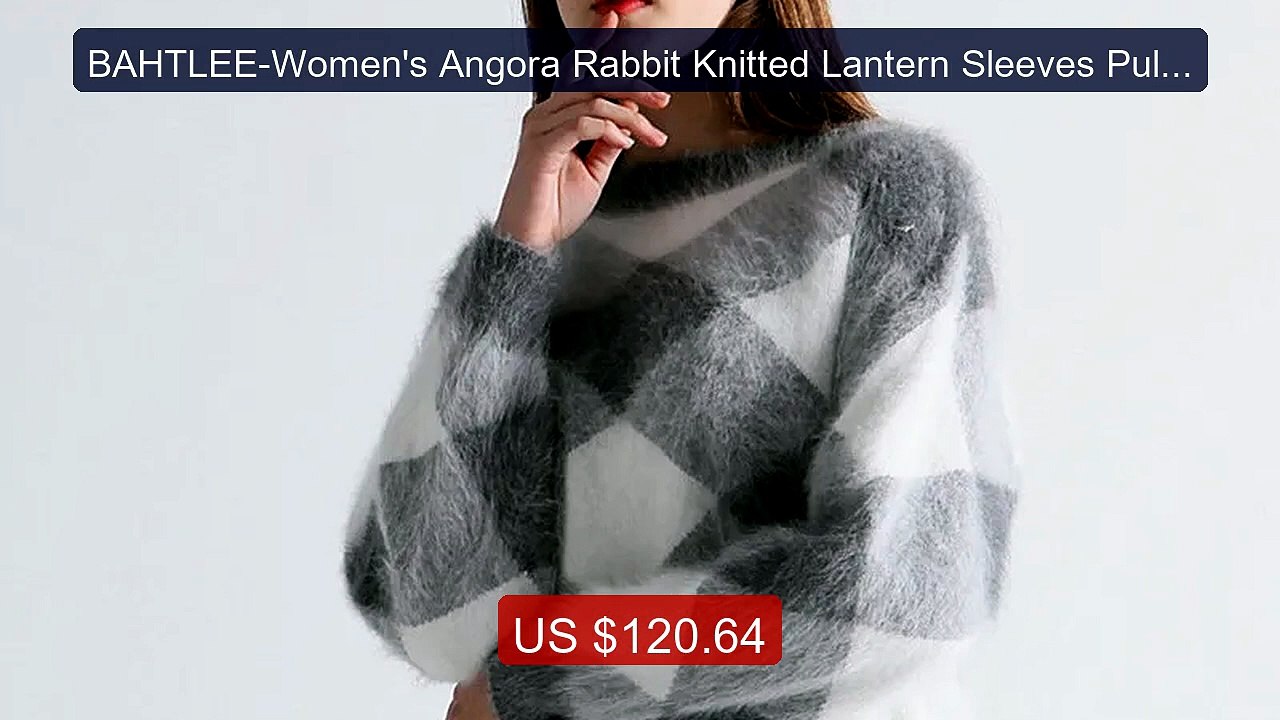 BAHTLEE-Women's Angora Rabbit Knitted Lantern Sleeves Pullover... -- Hot Deal 2026 | Limited Offer!