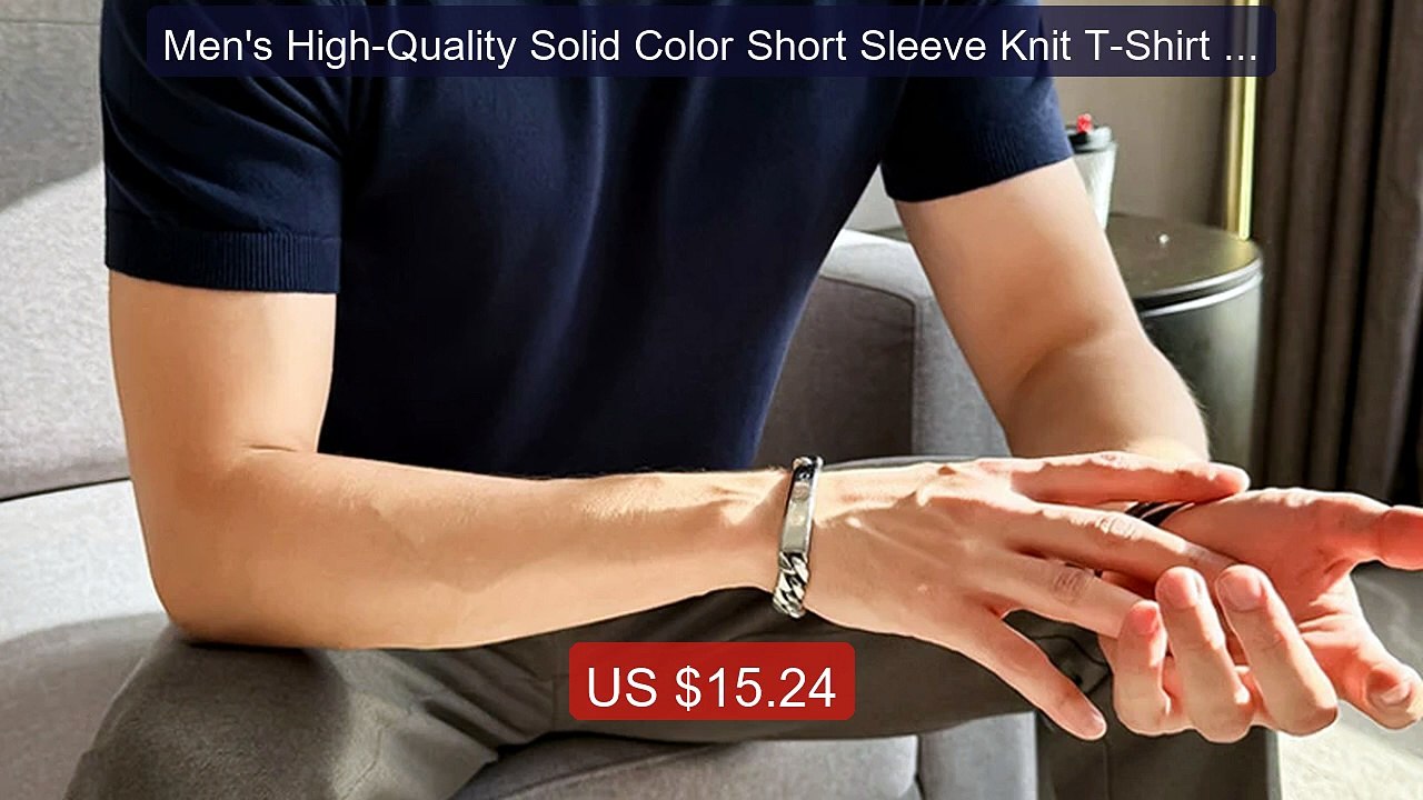 Men's High-Quality Solid Color Short Sleeve Knit T-Shirt - Sli... -- Hot Deal 2026 | Limited Offer!