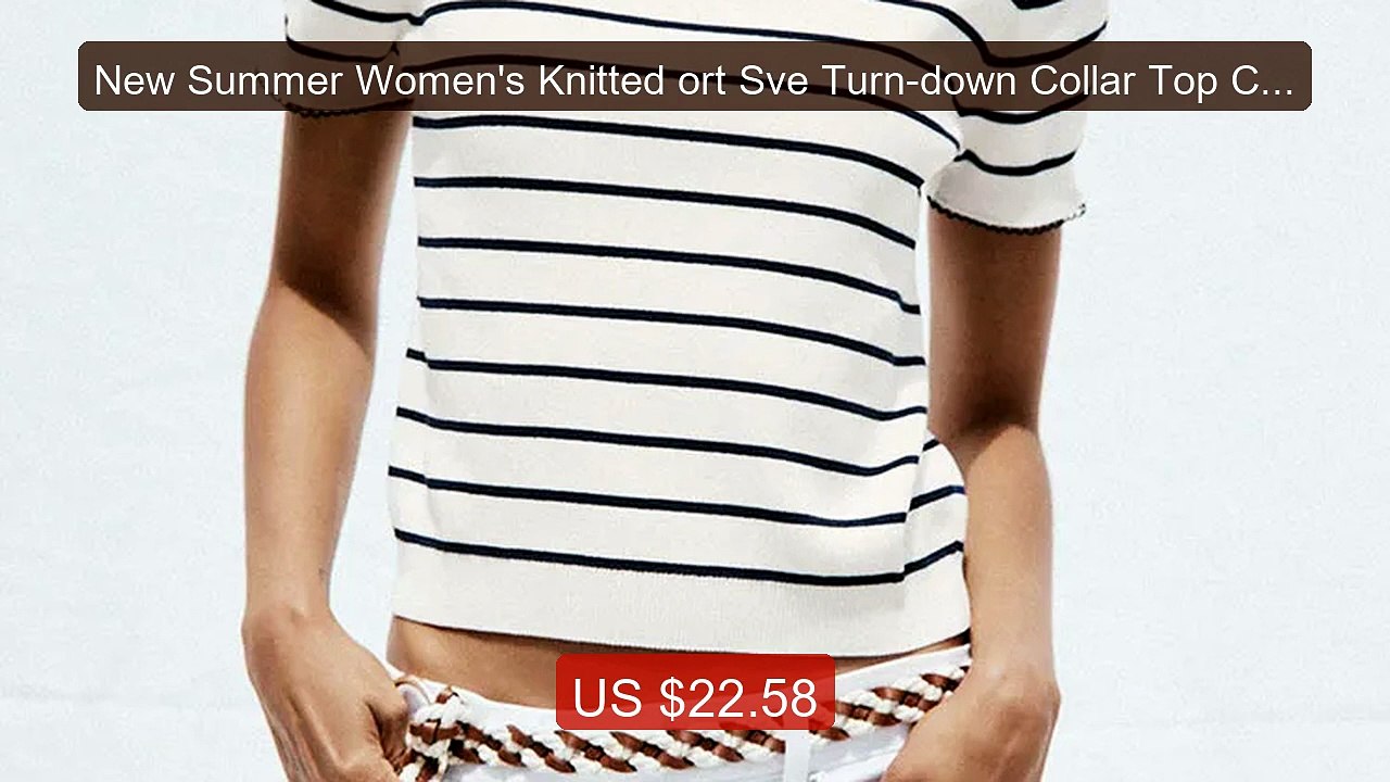 New Summer Women's Knitted ort Sve Turn-down Collar Top Commut... -- Hot Deal 2026 | Limited Offer!