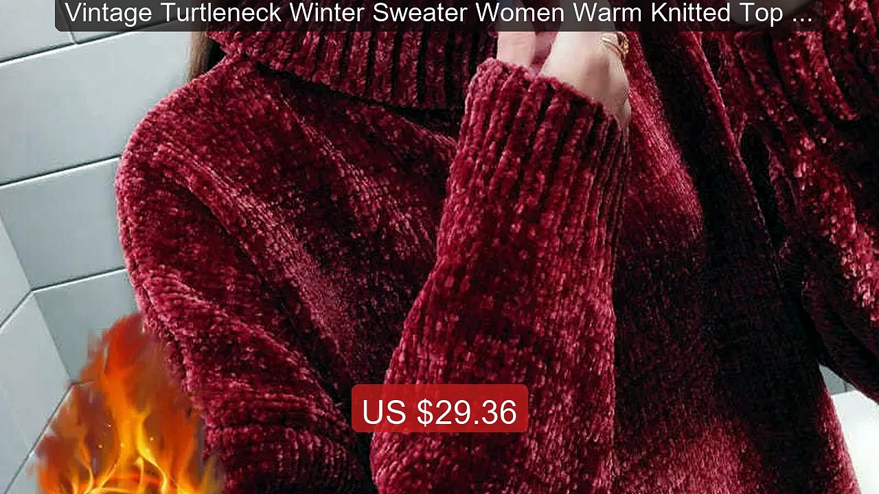 Vintage Turtleneck Winter Sweater Women Warm Knitted Top Velve... -- Hot Deal 2026 | Limited Offer!