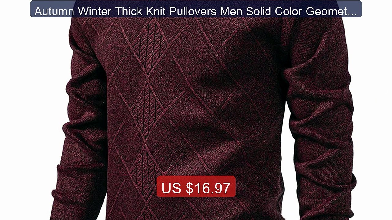 Autumn Winter Thick Knit Pullovers Men Solid Color Geometric Fashio... -- Top Rated 2026 | Buy Now!