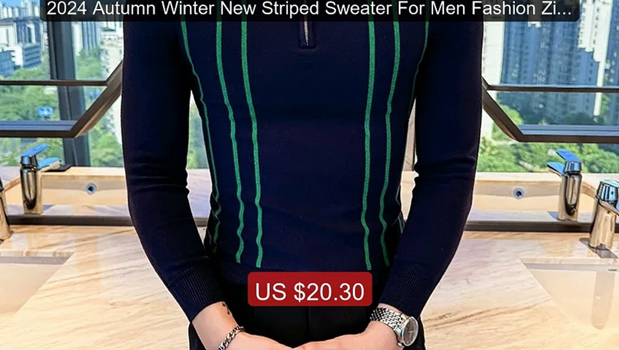 2024 Autumn Winter New Striped Sweater For Men Fashion Zipper Flip... -- Best Deal 2026 | Shop Now!