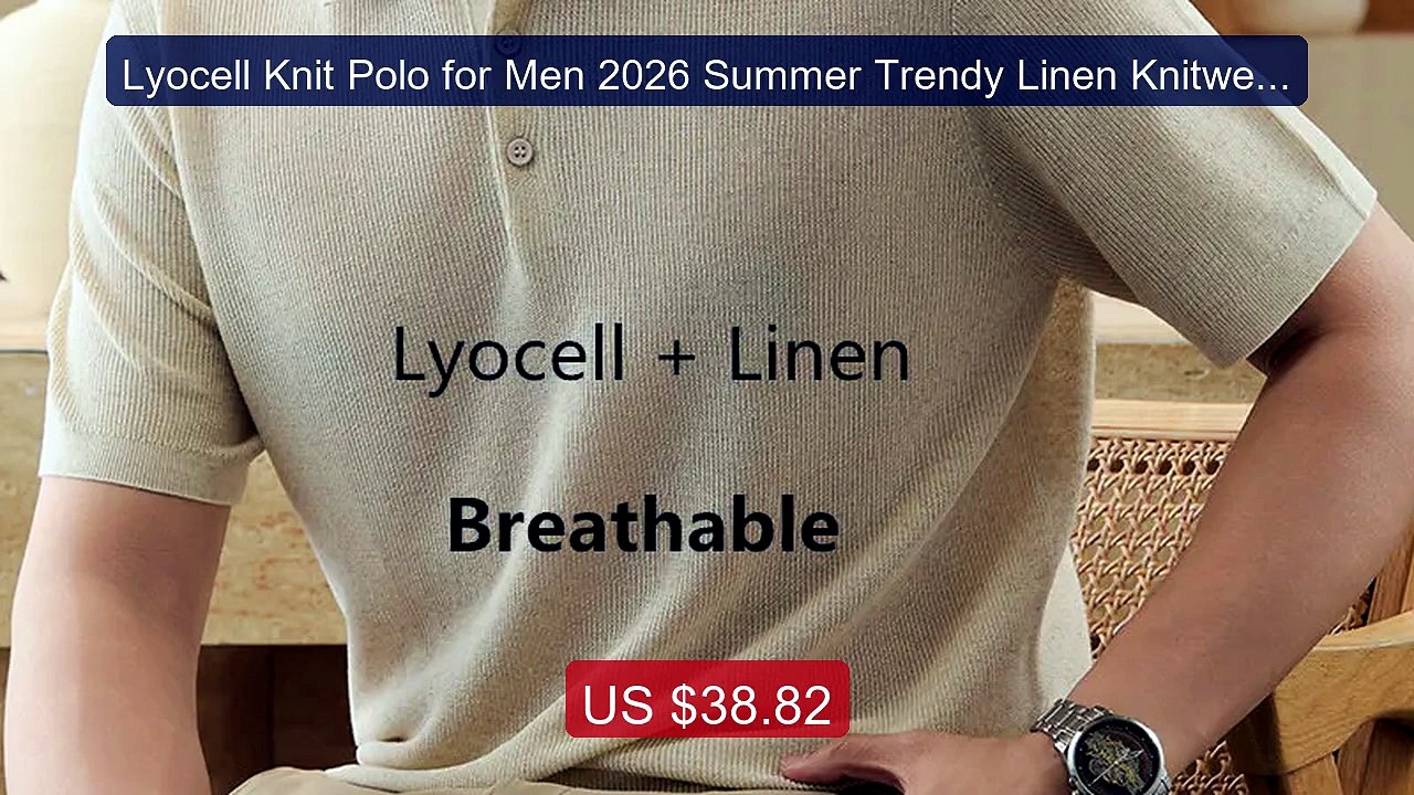 Lyocell Knit Polo for Men 2026 Summer Trendy Li...