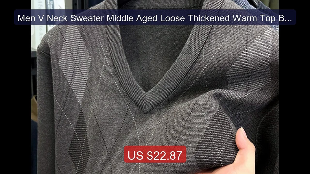 Men V Neck Sweater Middle Aged Loose Thickened Warm Top Bas... -- Top Pick 2026 | Unbeatable Price!