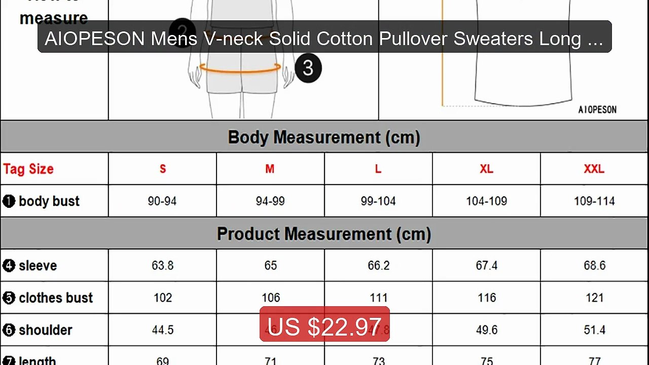 AIOPESON Mens V-neck Solid Cotton Pullover Sweaters Long Sleev... -- Best Buy 2026 | Great Quality!