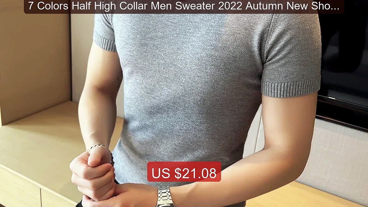 7 Colors Half High Collar Men Sweater 2022 Autumn New Short Sleeve ... -- Top Rated 2026 | Buy Now!