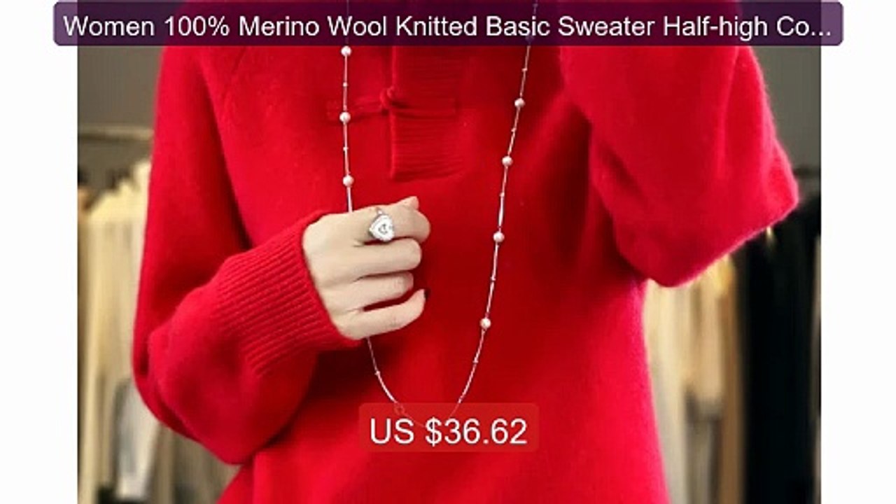 Women 100% Merino Wool Knitted Basic Sweater Half-high Collar ... -- Best Buy 2026 | Great Quality!