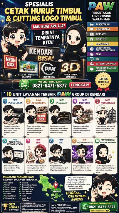 PAW (Percetakan Advertising Warahmah) Percetakan Kendari Advertising Kendari Janji Temu Online