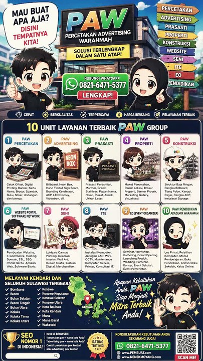 PAW (Percetakan Advertising Warahmah) Percetakan Kendari Advertising Kendari  Buka Sekarang
