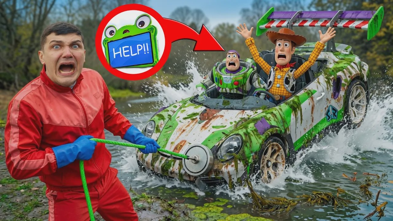 On a repêché des jouets Toy Story dans l’eau ! Et la voiture de Buzz l’Éclair s’est écrasée !