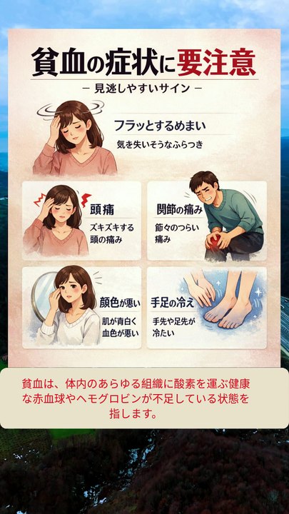 貧血患者によく見られる症状