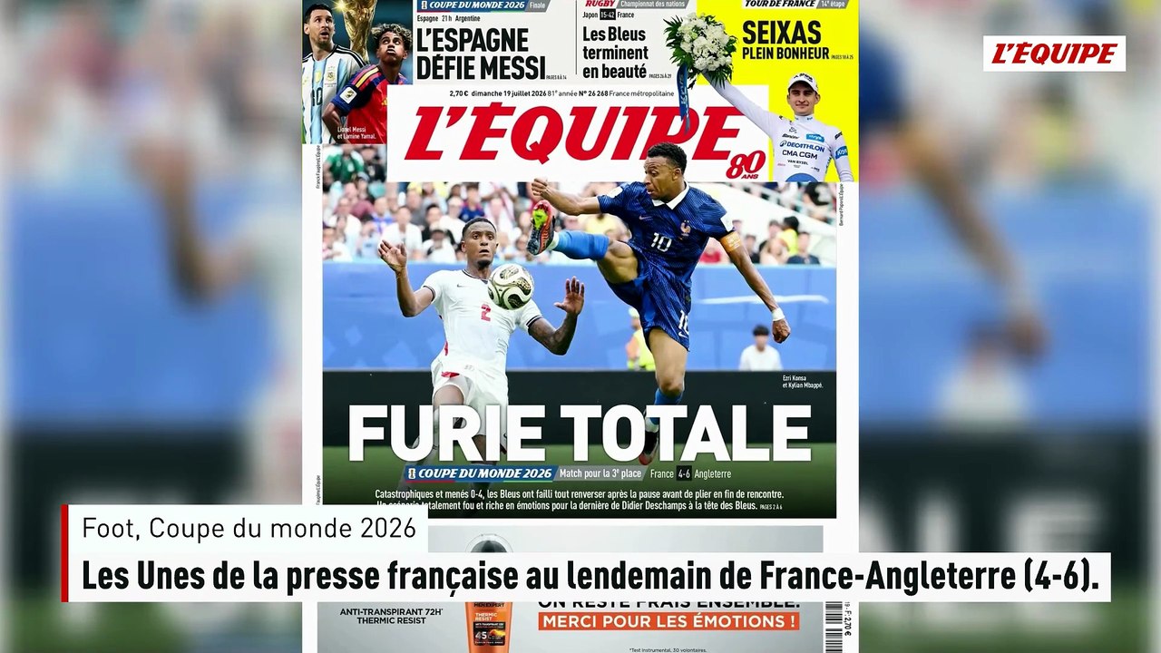 Les « Unes » de la presse française au lendemain de France-Angleterre (4-6). - Foot - Coupe du monde 2026