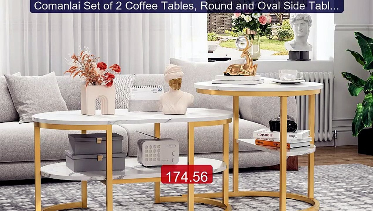 Comanlai Set of 2 Coffee Tables, Round and Oval Side Tables/rectang... -- Top Rated 2026 | Buy Now!