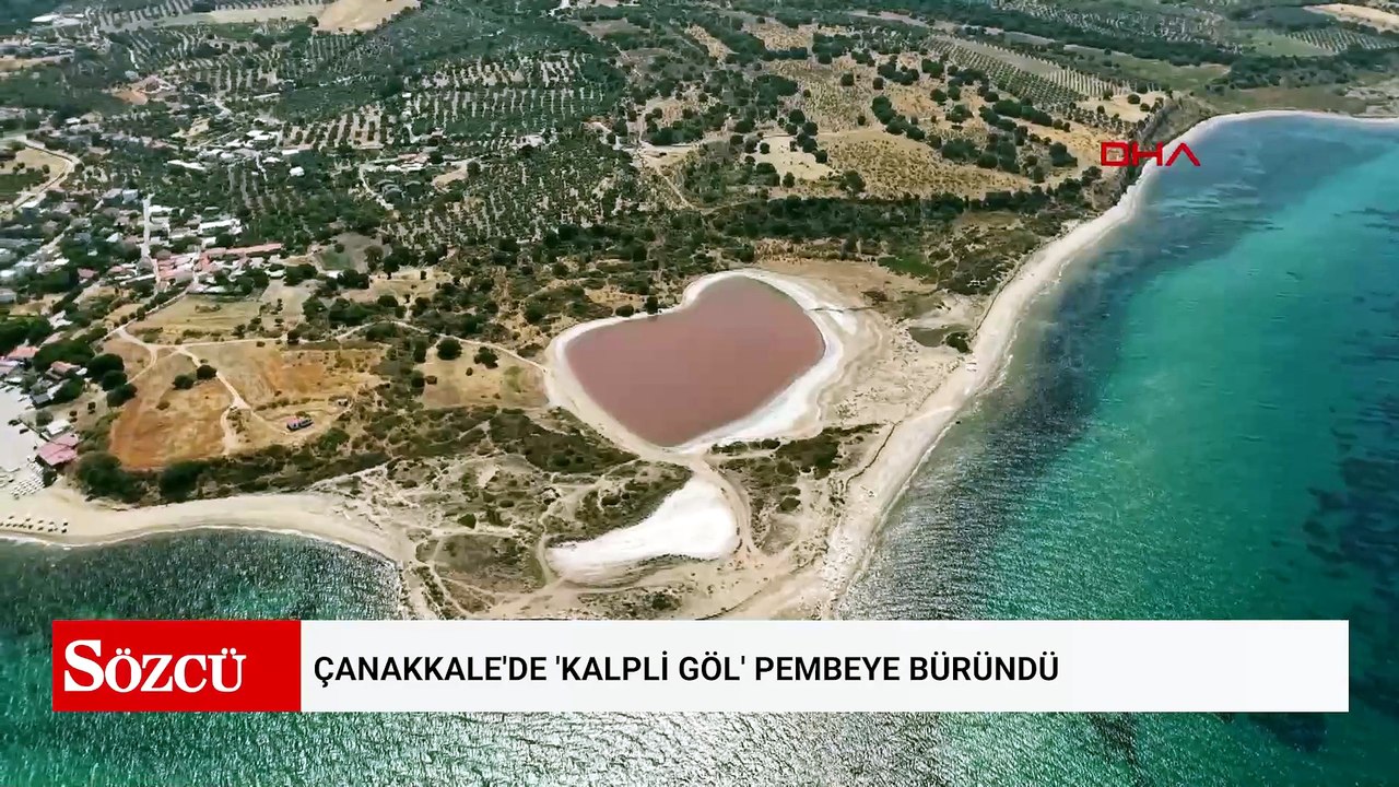 Çanakkale'de 'Kalpli Göl' pembeye büründü