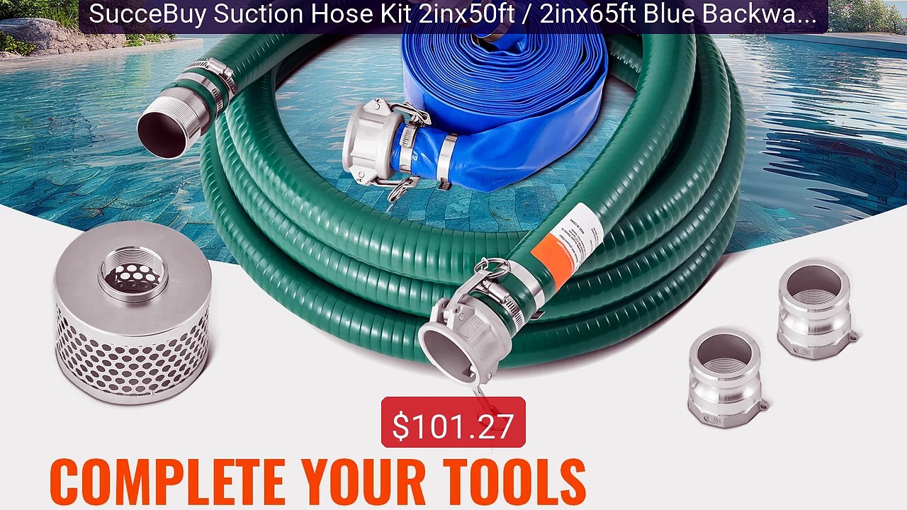SucceBuy Suction Hose Kit 2inx50ft / 2inx65ft Blue Backwash Ho... -- Hot Deal 2026 | Limited Offer!