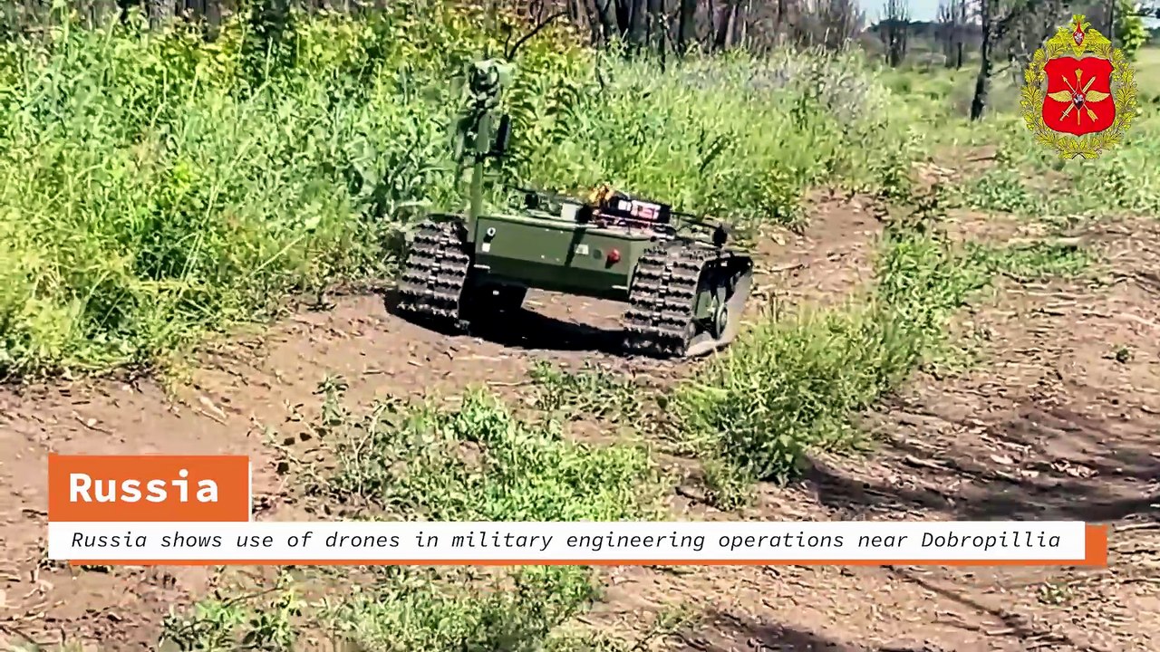 Russia shows use of drones in military engineering operations near Dobropillia