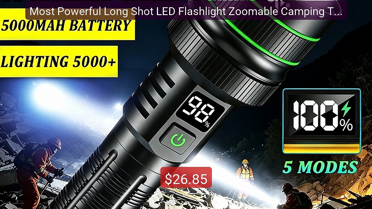 Most Powerful Long Shot LED Flashlight Zoomable...