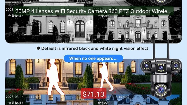 20MP 4 Lenses WiFi Security Camera 360 PTZ Outdoor Wireless 16X Zo... Best Deal 2026 | Shop Now!