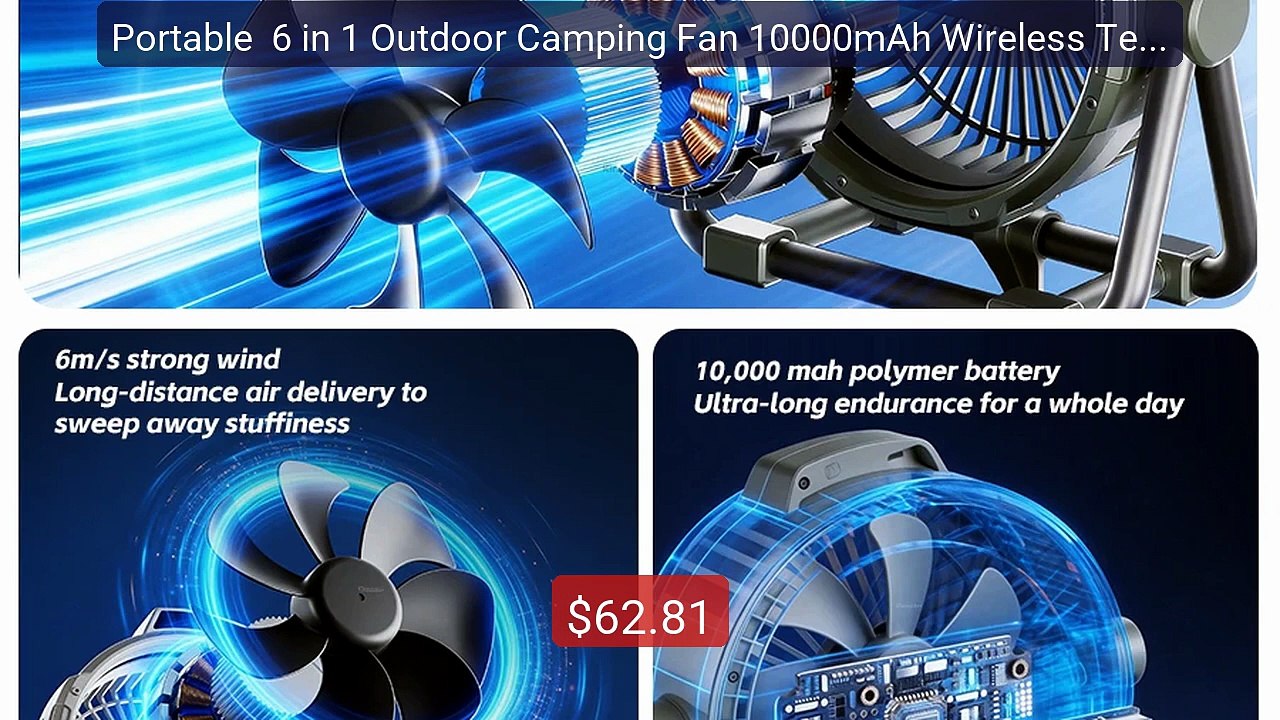 Portable  6 in 1 Outdoor Camping Fan 10000mAh Wireless Tent... -- Top Pick 2026 | Unbeatable Price!