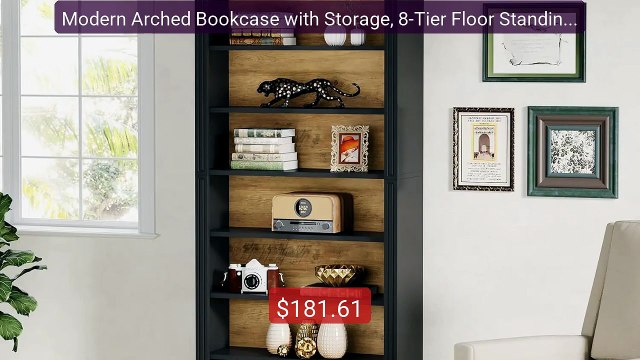 Modern Arched Bookcase with Storage, 8-Tier Floor Standing Ope... Hot Deal 2026 | Limited Offer!