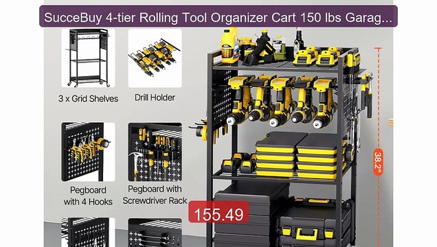 SucceBuy 4-tier Rolling Tool Organizer Cart 150 lbs Garage Floor St... Top Rated 2026 | Buy Now!