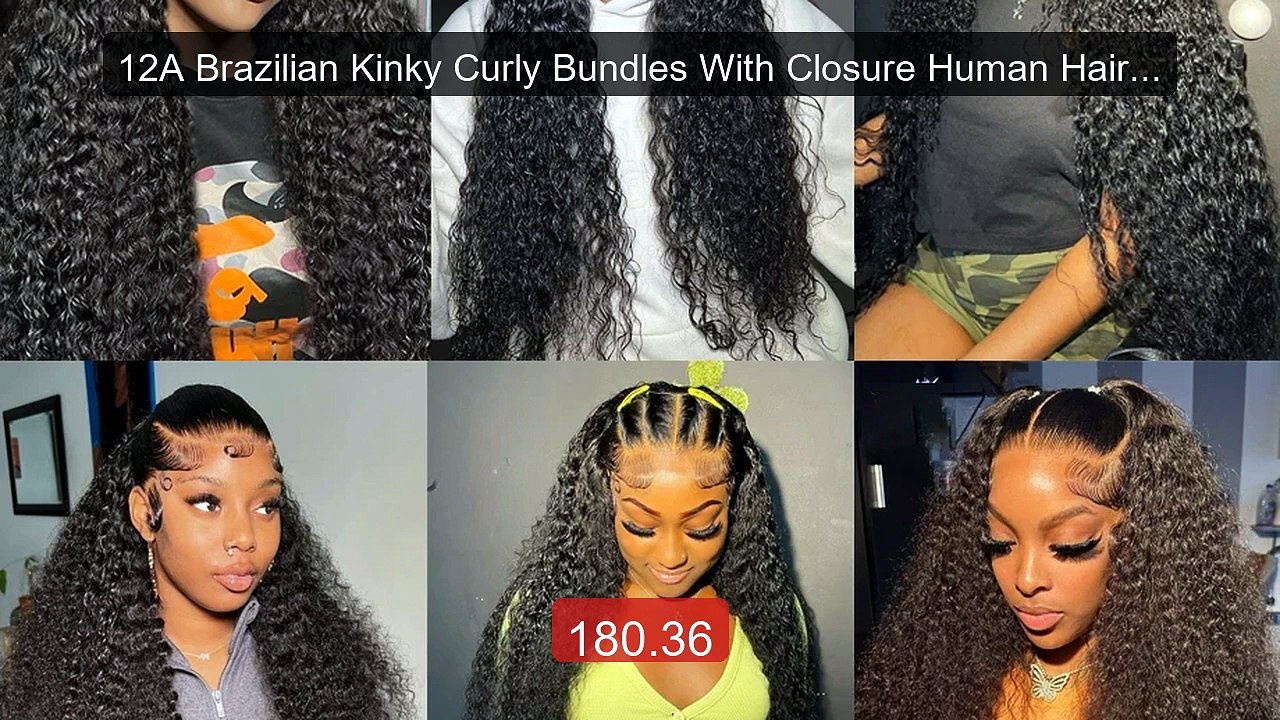 12A Brazilian Kinky Curly Bundles With Closure Human Hair Bundle Je... -- Top Rated 2026 | Buy Now!